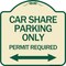 Signmission Car Share Parking Permit Required with Bidirectional Arrow Aluminum Sign, 18" x 18", TG-1818-24288 A-DES-TG-1818-24288 - alternate 1